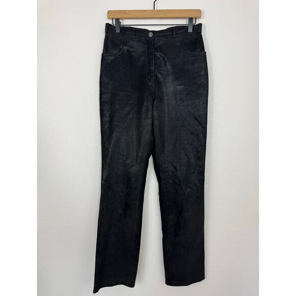 Vintage Paolo Santini Black Leather Pants | Size 8 High Rise - Picture 1 of 10